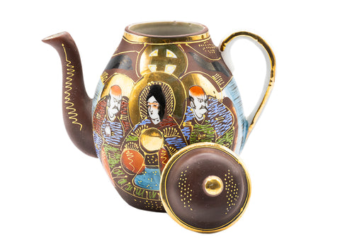 Teapot, Satsuma, handpainted, vintage Japanese. mid-XX century #93066