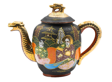 Teapot and cups, Satsuma, handpainted, vintage Japanese. mid-XX century #93069