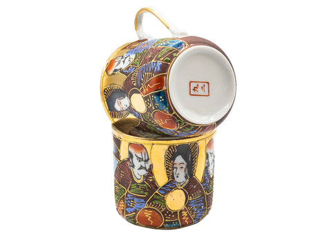 Teapot and cups, Satsuma, handpainted, vintage Japanese. mid-XX century #93069