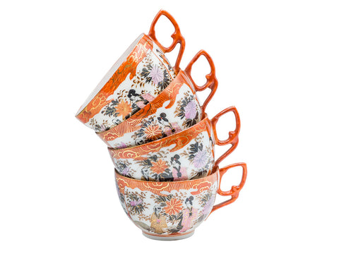 Vintage Japanese porcelain cups, handpainted # 93186