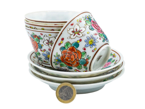 Vintage Japanese thin Porcelain cups, handpainted # 93187