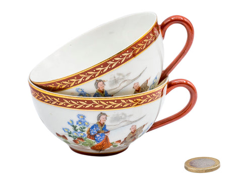 Japanische Vintage Porzellantassen, handbemalt # 93199