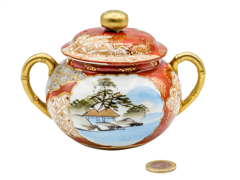 Japanese vintage porcelain vessel, handpainted # 93202