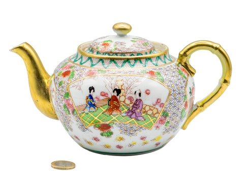 Japanese vintage porcelain teapot, handpainted # 93203