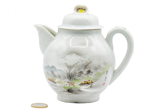 Japanese vintage porcelain teapot, handpainted # 93204