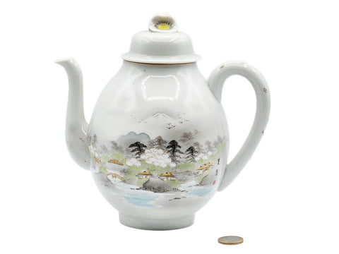 Japanese vintage porcelain teapot, handpainted # 93205