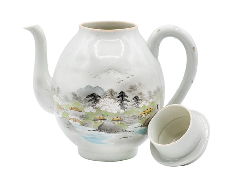 Japanse vintage porseleinen theepot, handbeschilderd # 93205