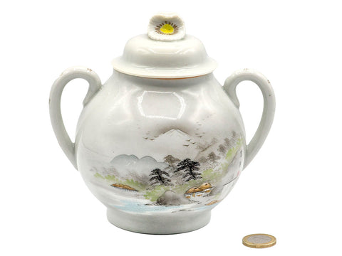 Japanese vintage porcelain vessel, handpainted # 93206