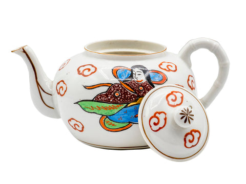 Japanische Vintage Porzellan Teekanne, handbemalt # 93210