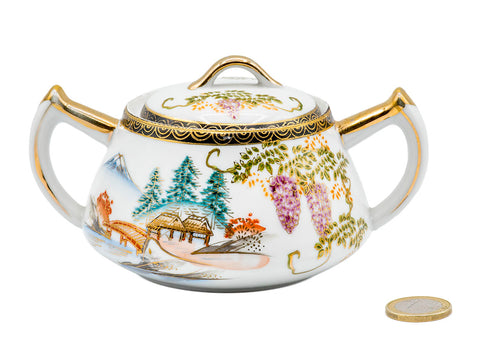 Japanese porcelain hand-painted vintage vessel  # 93220