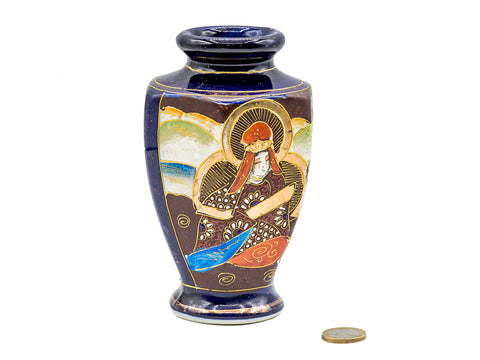 Japanese porcelain hand-painted vintage vase, satsuma   # 93222