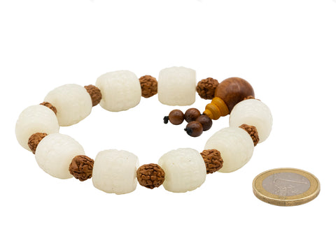 White Hotan Jade Bracelet, hand carving  # 93127