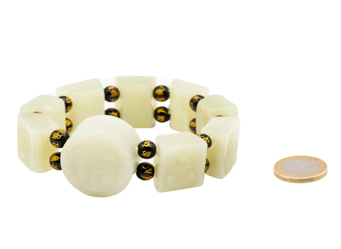 White Hotan Jade Bracelet, carving # 93129