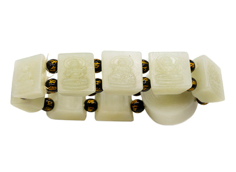 White Hotan Jade Bracelet, carving # 93129