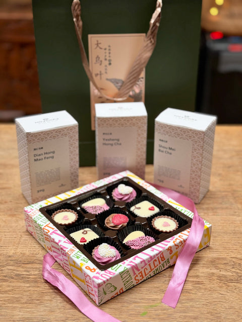 Schokoladen- und Tee-Glückseligkeitsbox