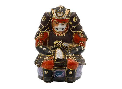 Satsuma Japanese vintage porcelain samurai figure, hand painted with the gold.  # 93703