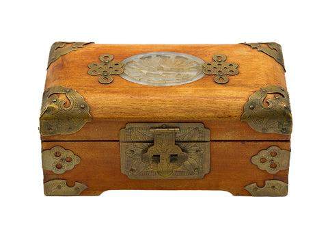 Chinese vintage wooden box with the copper decoration  # 93704