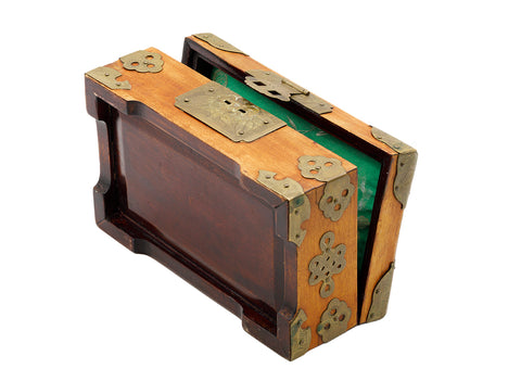 Chinese vintage wooden box with the copper decoration  # 93704