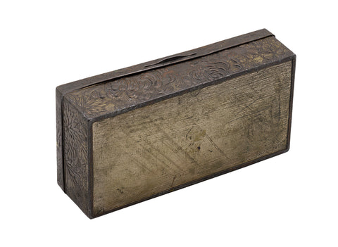 Antique Chinese metal engraving box with wood inside. Republic period  # 93705