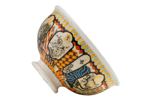 Handbeschilderde houtgestookte Jingdezhen porseleinen theekop, transparante glazuur # 93707