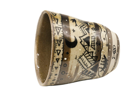 Woodfired ceramic handmade Moychay tea cup, niruyagi technique, celadon transparent glaze, handpainted  # 93714