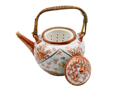 Japanese vintage kutani hand painted tea pot  # 93717