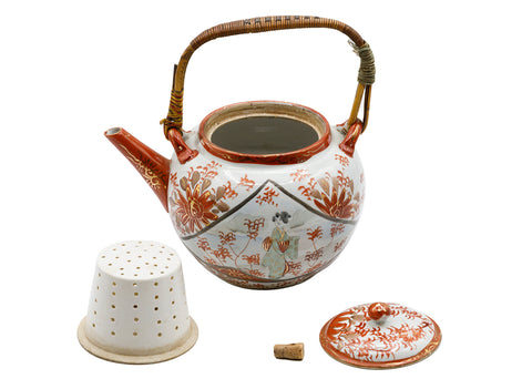 Japanese vintage kutani hand painted tea pot  # 93717