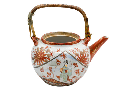 Japanese vintage kutani hand painted tea pot  # 93717