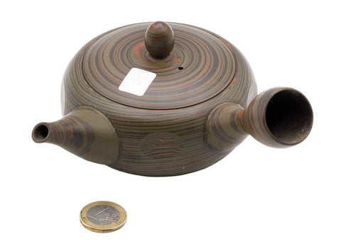 Japanse kyusu theepot, handbeschilderd, niriyagi technoque (kleimix) # 93718