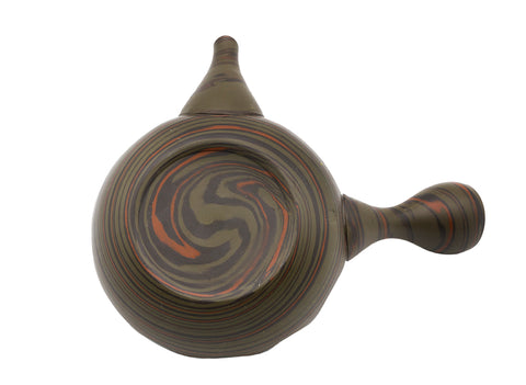 Japanse kyusu theepot, handbeschilderd, niriyagi technoque (kleimix) # 93718