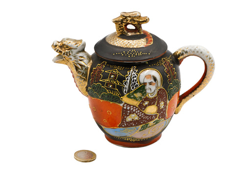 Satsuma handgemaakte handbeschilderde Japanse porseleinen theepot met goud # 93721