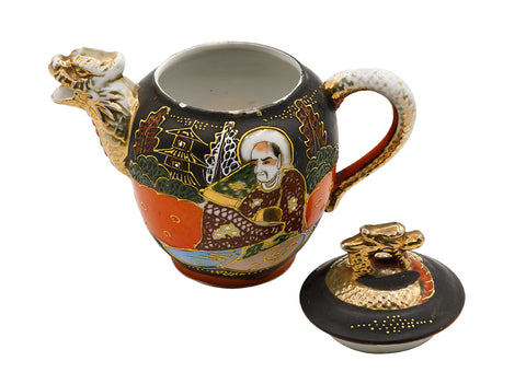 Satsuma handgemaakte handbeschilderde Japanse porseleinen theepot met goud # 93721