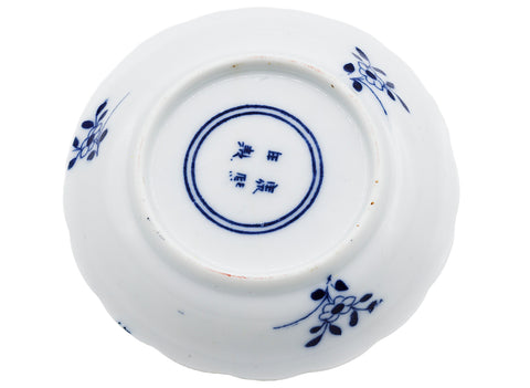 Chinese blue-white Jingdezhen porcelain tea bowl with the saucer, vintage # 93722