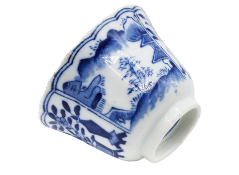 Chinese blue-white Jingdezhen porcelain tea bowl with the saucer, vintage # 93722