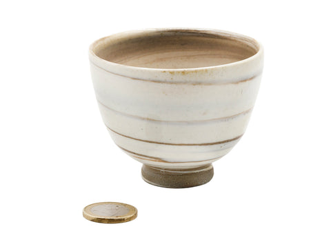 Handgemaakte Moychay theekop van houtgestookt keramiek, niruyagi-techniek, celadon transparant glazuur # 93735