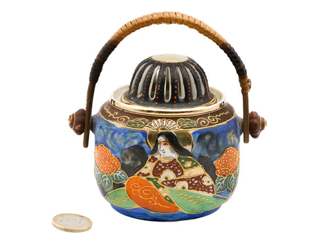 Japanese satsuma vintage porcelain hand-painted incense burner vessel  # 93738