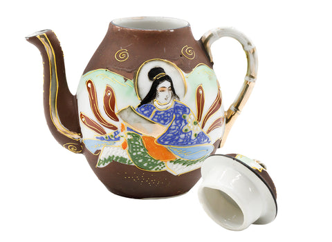 Satsuma handmade hand painted with gold Japanese porcelain tea pot  # 93741