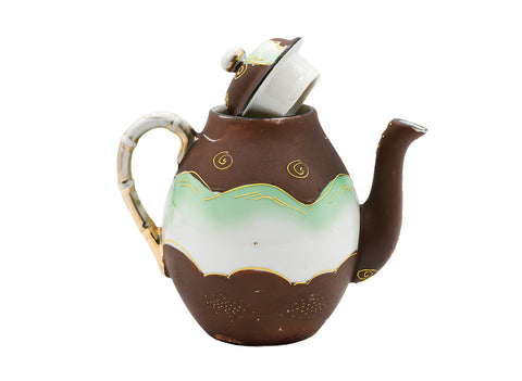 Satsuma handmade hand painted with gold Japanese porcelain tea pot  # 93741