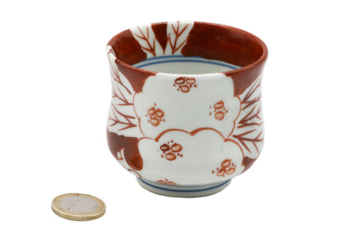 Vintage Japanese tea bowl, Unomi shape, hand painted  # 93743