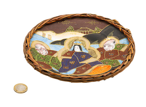 Satsuma Japanese hand painted porcelain plate, decorated with the bamboo  # 93752