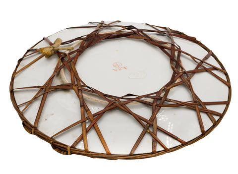 Satsuma Japanese hand painted porcelain plate, decorated with the bamboo  # 93752