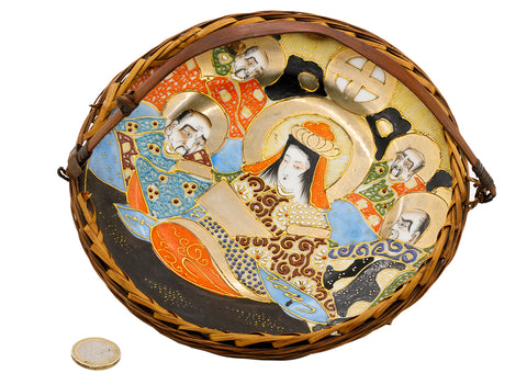 Satsuma Japanese hand painted porcelain plate, decorated with the bamboo  # 93753