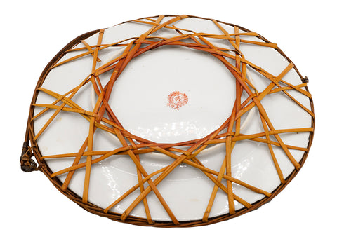 Satsuma Japanese hand painted porcelain plate, decorated with the bamboo  # 93753