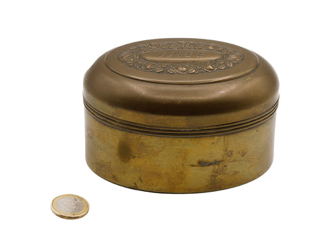 Vintage koperen theeblik, Nederlands "thee"-teken # 93769