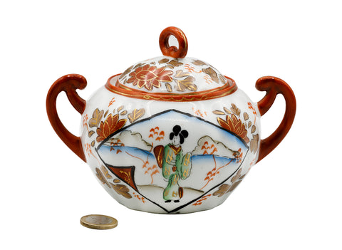 Kutani Japanese vintage handmade hand painted caddy  # 93781