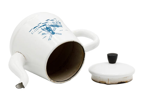 Dutch windmill pattern vintage metal teapot  # 93799