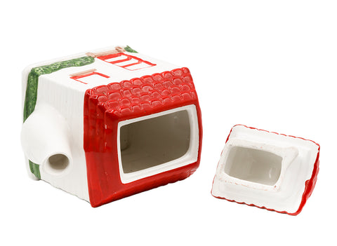 Souvenir theepot in de vorm van een "huis", keramiek (gemaakt in Taiwan) # 93803