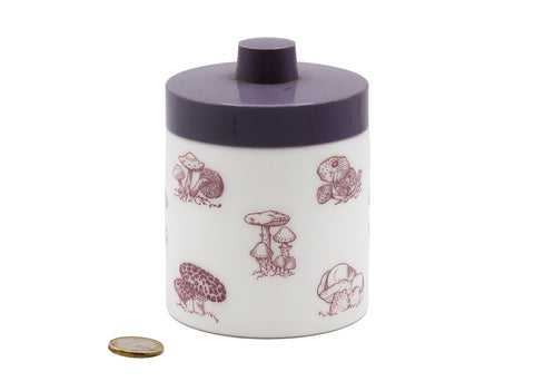 Vintage tea can. white glass and plastic lid  # 93804