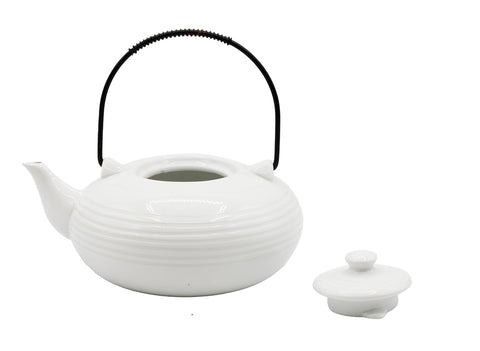 Chinese porseleinen theepot met metalen handvat # 93821