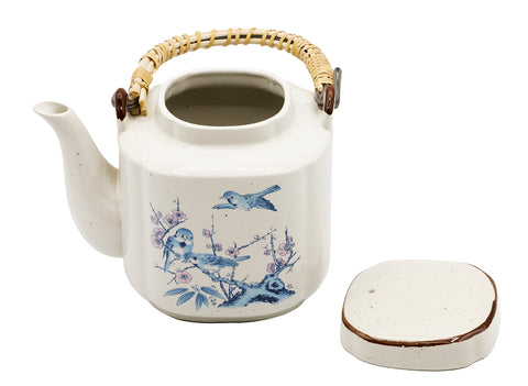 Chinese porseleinen theepot met metalen/bamboe handvat # 93823